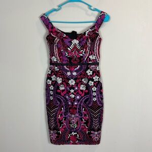 Lipsy London embroidered floral mini dress women size 4 NWT